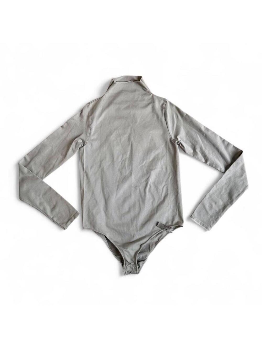 Skims Essential Long-Sleeve Mock Neck Bodysuit - Light Grey - Large/XL